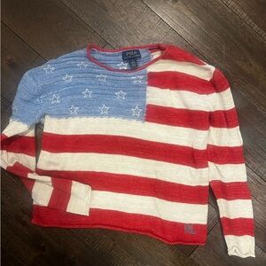 Ralph Lauren Red, White & Blue Star Stripe Knit Sweater